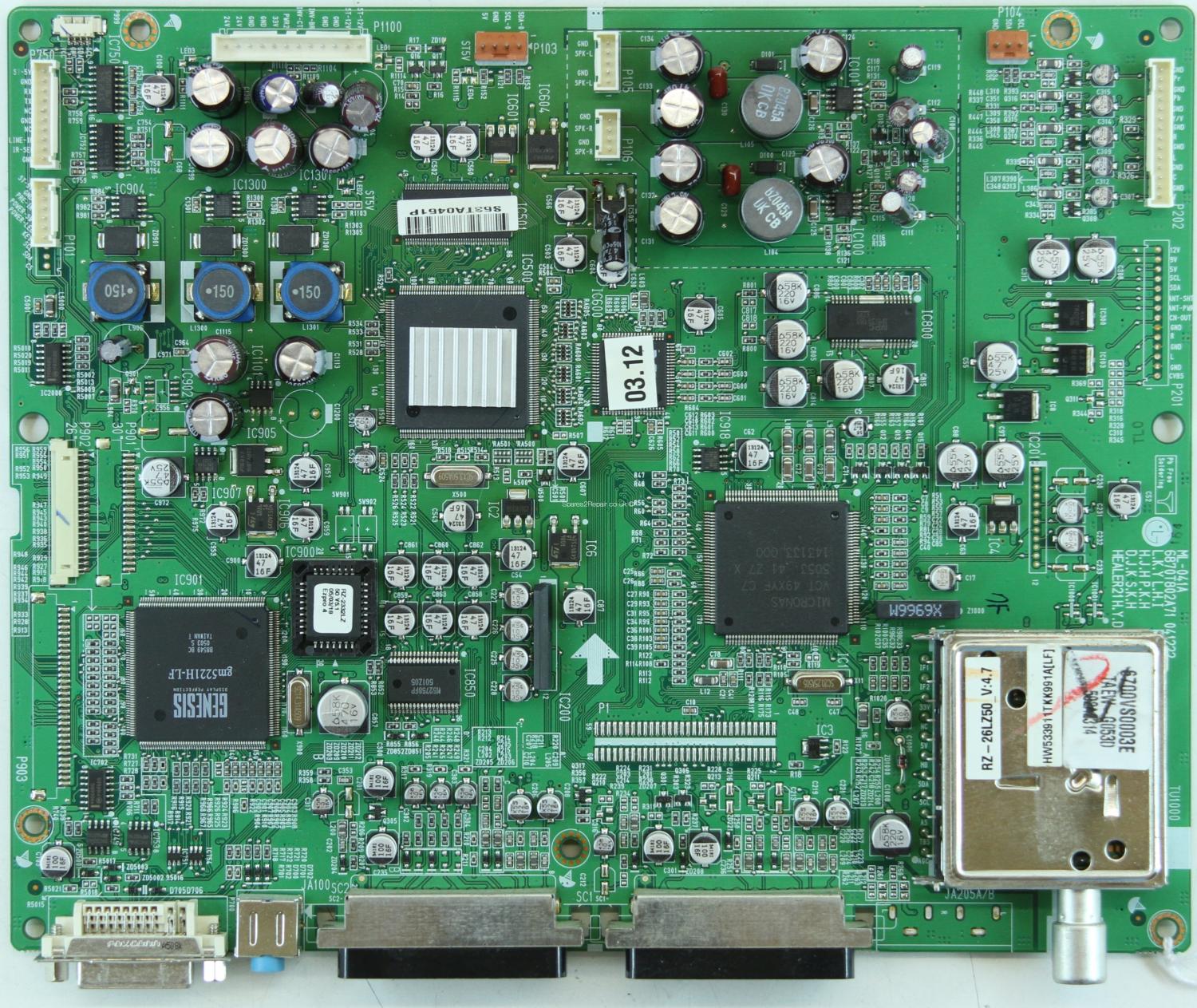 MAIN TOTAL BOARD RZ-26LZ50 AUO - PAINEL T260XW01 V.8 - USADO