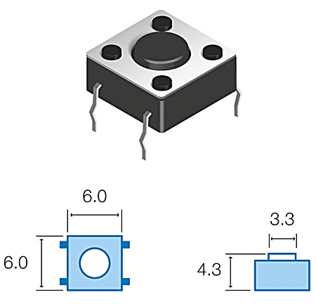 Pulsador tacto  HST-0230 (L:4.7mm) DC 12V-50mA