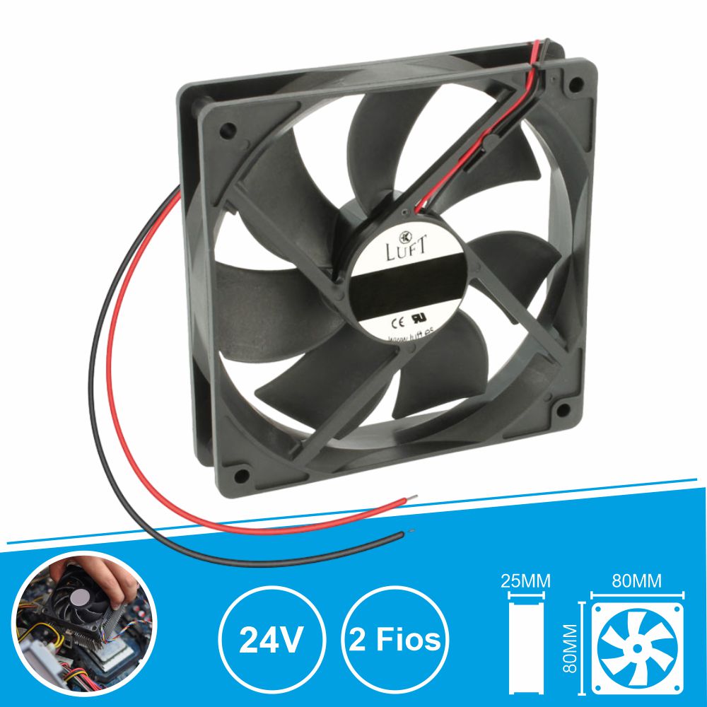 VENTILADOR  24V 80x80x25mm Esferas
