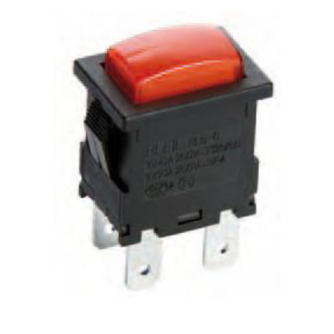 Interruptor Pressão 2 Circ Retangular 21x15mm 16A c/ luz vermelho