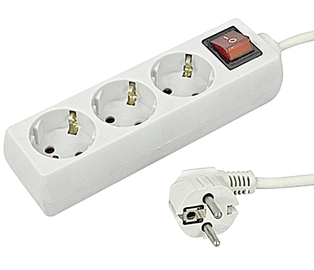 Extensão Eléctrica 3 Vias Shucko 1,5mt c/ Interruptor