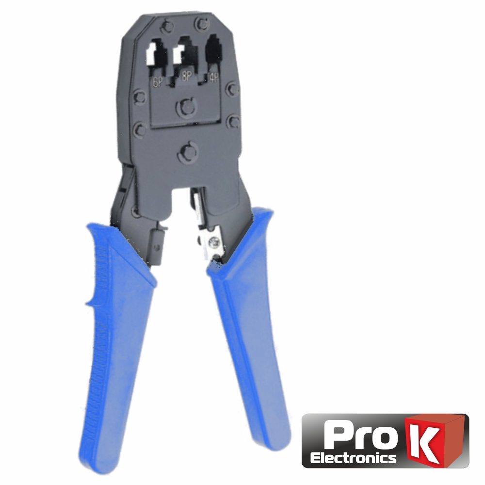 ALICATE CRAVAR FICHAS RJ11, RG12  e  RJ45 Metalico