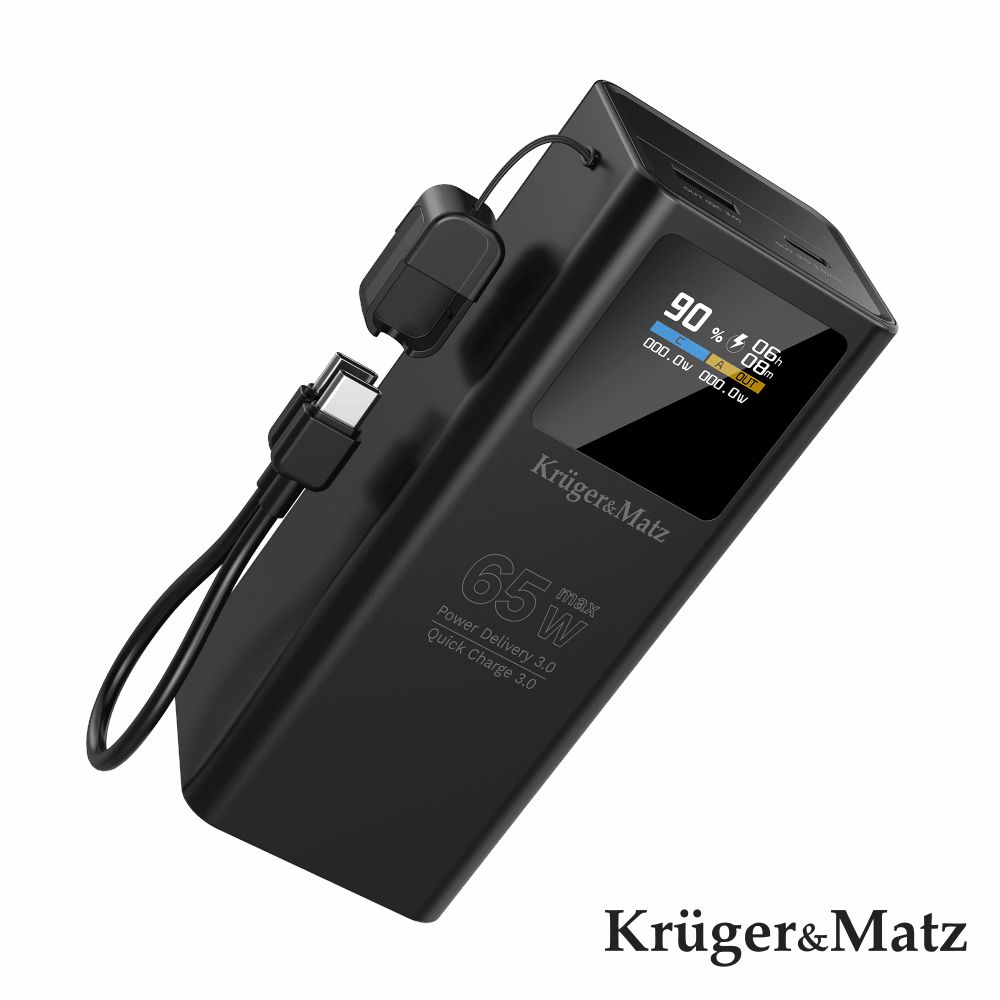 Carregador Portatil PowerBank 20000mA 65W 5-20V QC PD USB-C/A