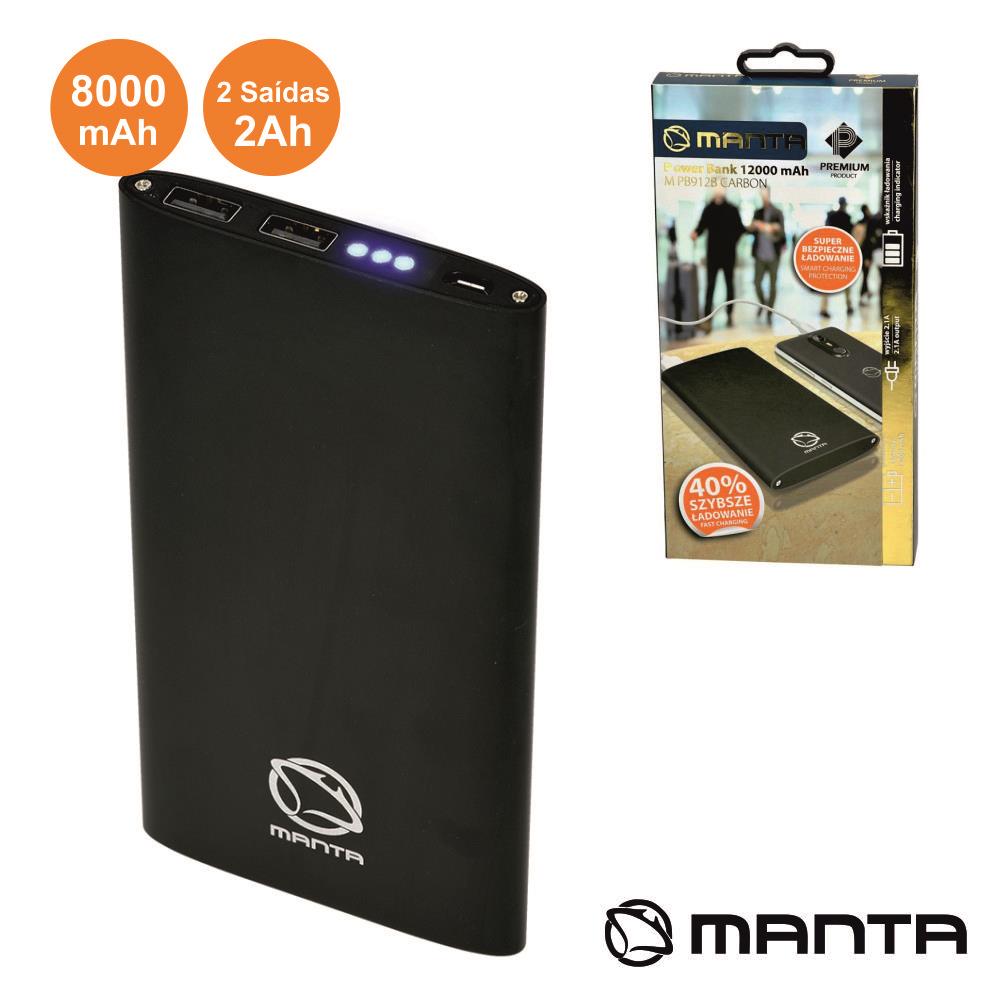 Carregador Portatil USB PowerBank 5V 2x2.1A - 8000mA