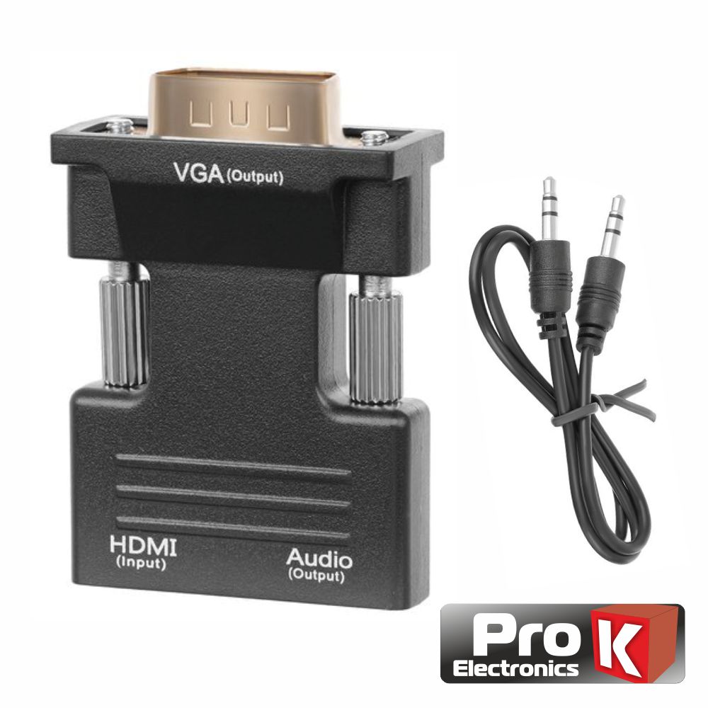 CONVERSOR HDMI FÊMEA P/ VGA MACHO + JACK 3.5MM PROK