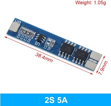 Placa da proteção  BMS Li-íon 18650 - 2 Baterias 5A