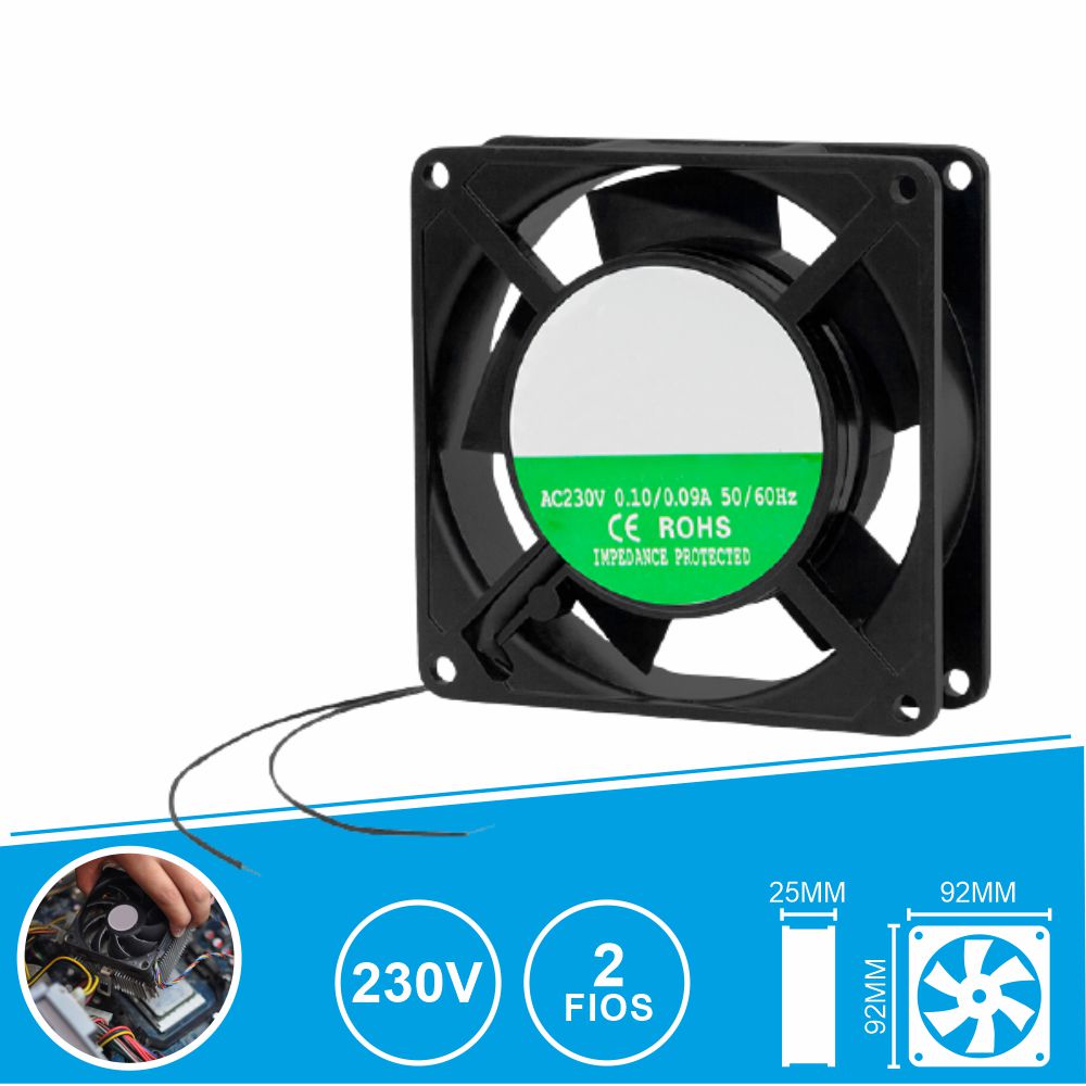 VENTILADOR 220V - 92x92x25MM c/ fios