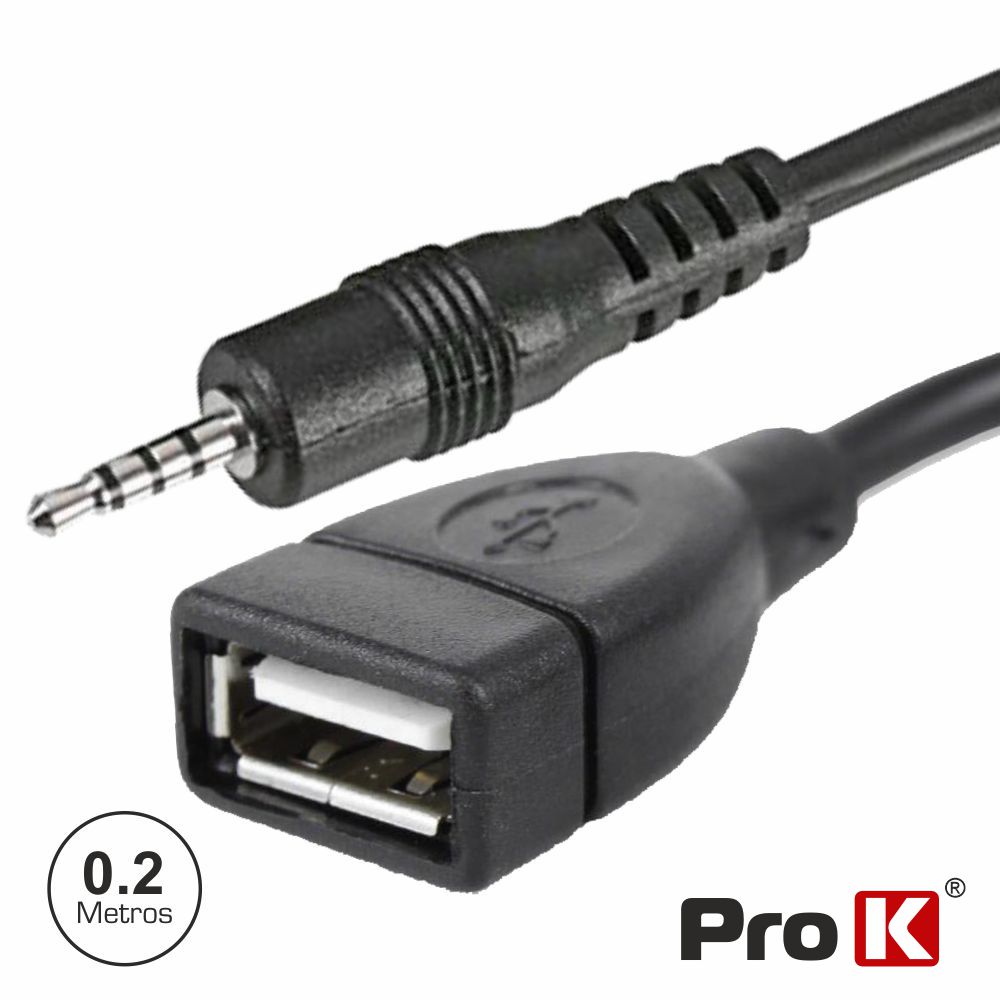 Cabo USB-A Fêmea / Jack 3.5mm Macho 4p 0.2m Prok