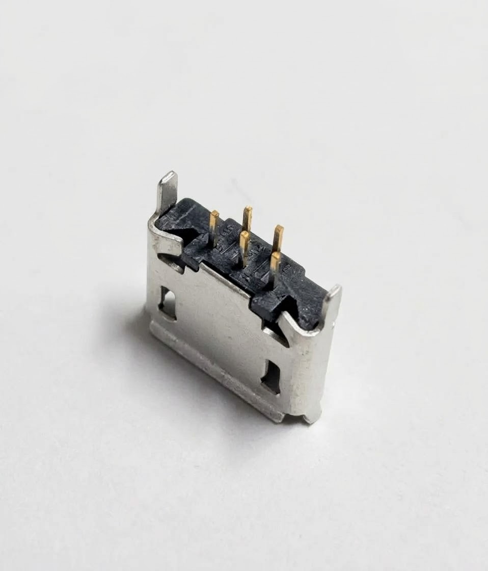 Ficha Micro USB Vertical 90º Femea pci 5 Pinos