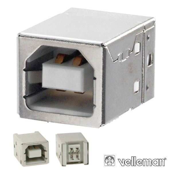 Ficha USB-B Fêmea Simples 180° P/ Pcb
