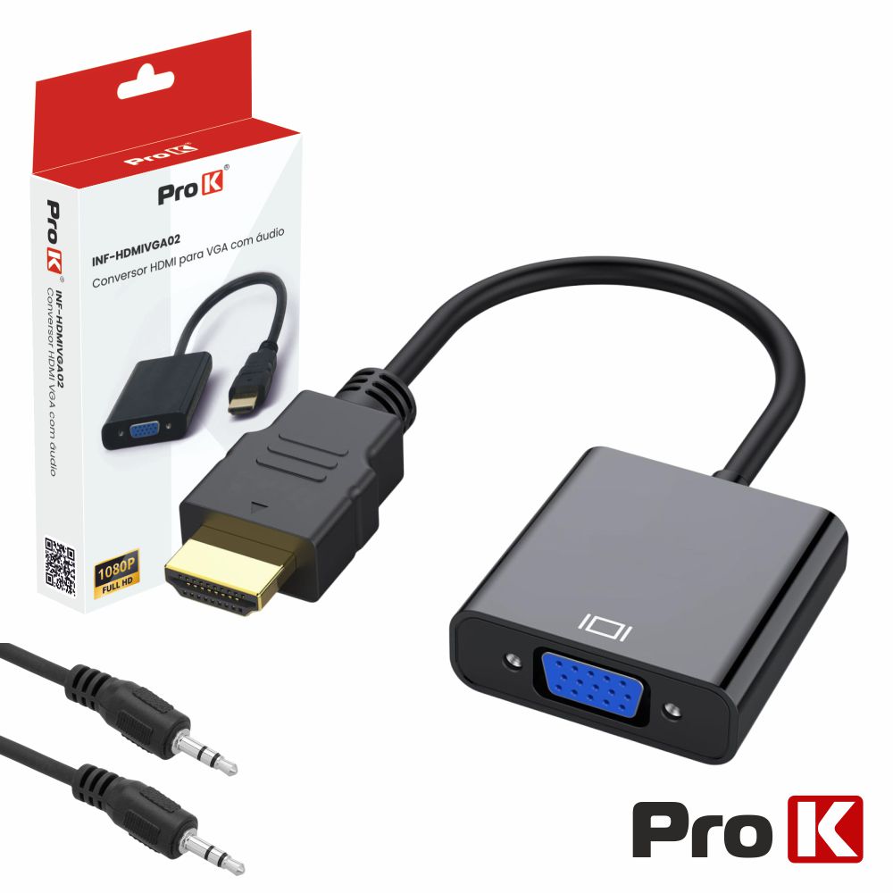 Conversor HDMI para VGA Com Audio PROK