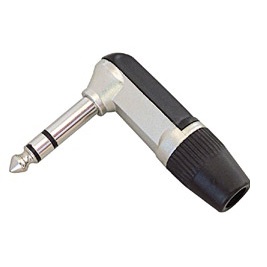 Ficha 6,35 Macho Stereo Curva 90º - Metal