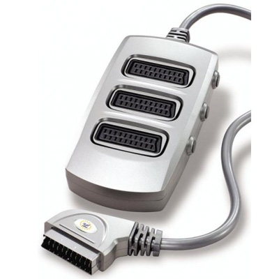 Adaptador Scart Macho / 3xScart Fêmea - Blindada Prata