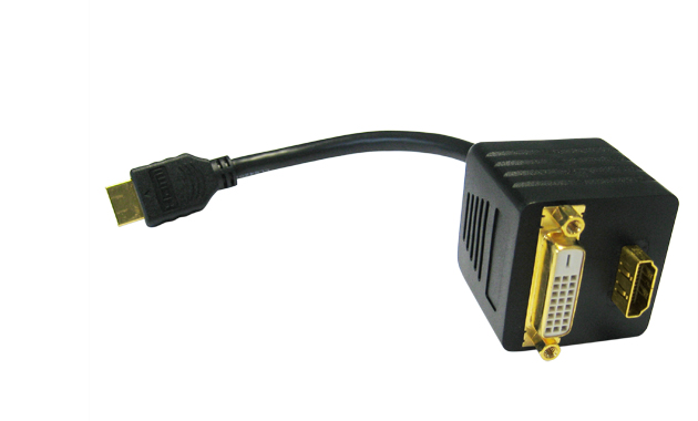 Adaptador HDMI Macho / HDMI Fêmea+ DVI-D (24+1) Fêmea 20cm