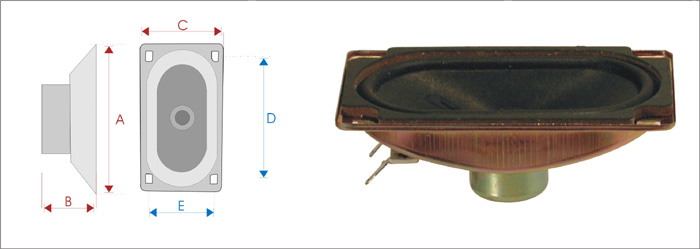 "Altifalante TV 2""x3,5"" - 50x90mm - 2W - 8ohm"