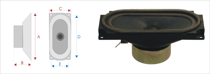 "Altifalante TV 2,5""x5"" - 60x120mm - 10W - 16ohm"