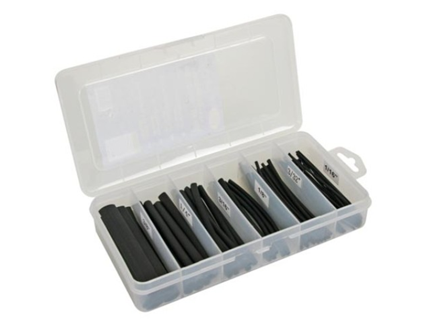 KIT MANGA TERMORETRÁCTIL PRETO 10cm 170uds EM CAIXA PLÁSTICA